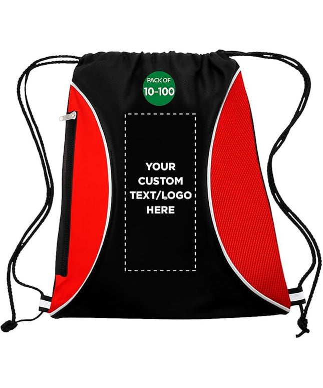 DISCOUNT PROMOS Custom Non-Woven Drawstring Backpacks Set of 10/50/100, Personalized Bulk Pack