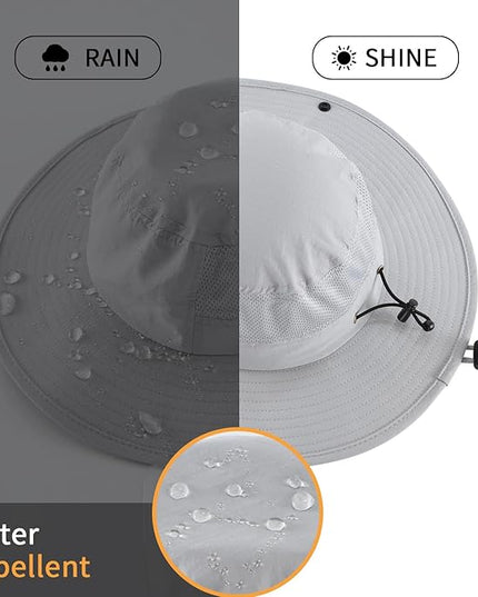 Home Prefer UPF50+ Mens Sun Hat Wide Brim Womens UV Protection Beach Bucket Hat for Fishing Hiking Snap Up Cowboy Hat