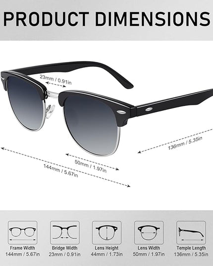 GQUEEN Classic Horn Rimmed Semi Rimless Polarized Sunglasses for Men Women GQO6