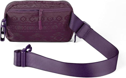 C.C Belt Bag for Women – Quilted Fanny Pack Crossbody Waist Bag with Adjustable Strap, Fashion Gift Idea (Aztec Pattern - plum)