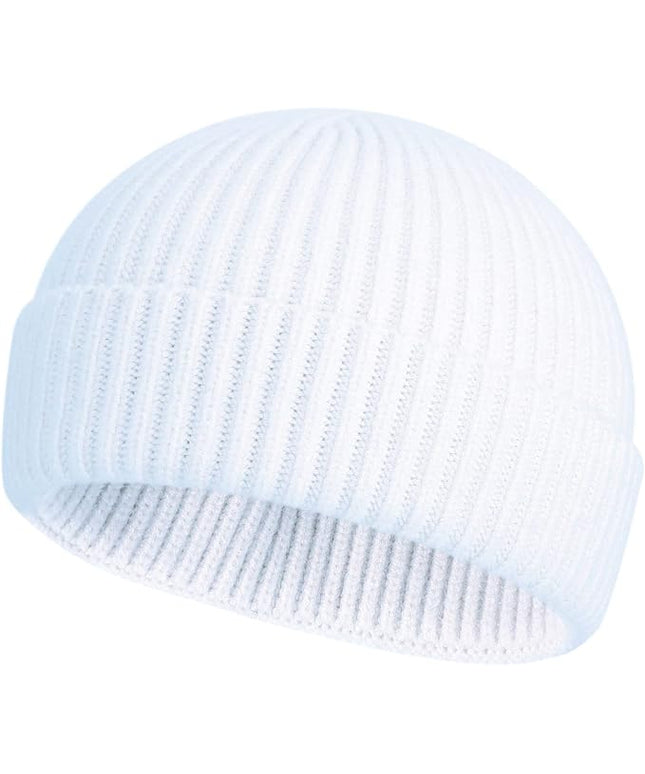ROYBENS Swag Wool Knit Cuff Short Fisherman Beanie for Men Women, Winter Warm Hats