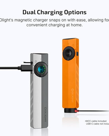 OLIGHT ArkPro EDC Flat Flashlight Rechargeable with Green Beam, UV and White LED,1500 Lumens USB-C Pocket Camping Flashlight, Spotlight Floodlight for Outdoor Emergency Working (Orange CW)
