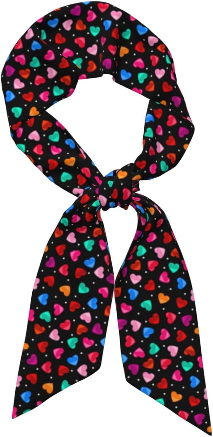 Valentine Red Hearts Bandanas Head Scarf For Women Hair Scarves Accessories Lightweight Fashion Wrap Neck Headscarf