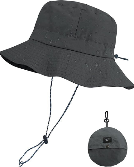 PFFY Quick Dry Waterproof Packable Bucket Hat for Women Men Outdoor Sun Hats with Detachable Chin Strap