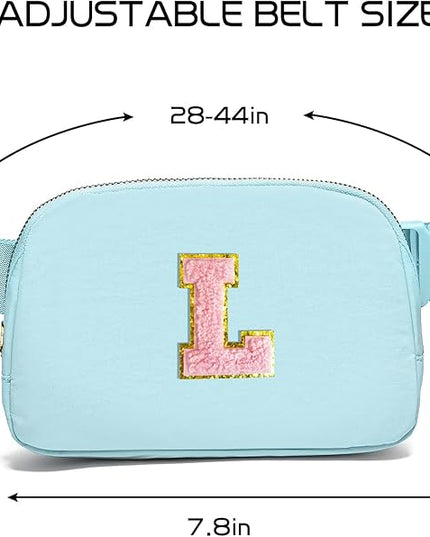 Gitus Gifts for 7 8 9 10 11 Year Old Girls Belt Bag Fanny Pack Crossbody Bags with Initial Letter Patch Birthday Gifts for Daughter Sister Friends Teen girls (Icing Blue-L)