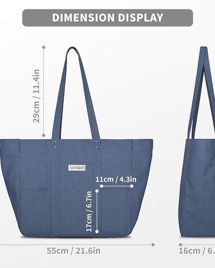 HOMESPON Large Canvas Tote Bag for Women Everything Bag with Pockets and Laptop Sleeve