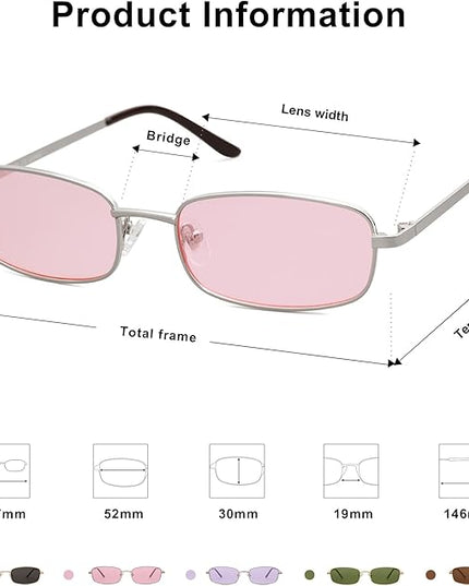 SOJOS Small Trendy Rectangle Sunglasses Womens Mens, Retro 80s 90s Y2k Chic Narrow Thin Skinny Sunnies SJ1187