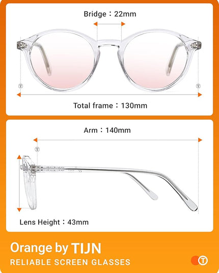 TIJN Blue Light Blocking Glasses Men Women Vintage Thick Round Rim Frame Eyeglasses