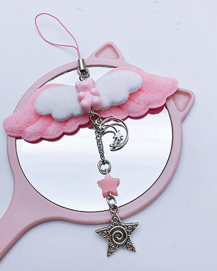 Sweet Cool Bear Wing Star Charm Pendant Chain Phone Straps Pocket Keychain Strap Hanging Decoration For Keys Bag Purse Bag Pendant Charm Decoration