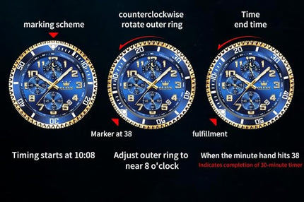 OLEVS Mens Watches Chronograph Watch Luxury Dress Stainless Steel Waterproof Watches for Men Moon Phase Luminous Business Calendar Wrist Watch Blue/Black/Green/Gold/Face