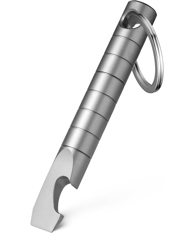 TISUR Keychain Pry Bar, Titanium Mini EDC Prybar Multitool with Bottle Opener, Pocket Small Keychain Tools for Every Day Carry(Gray-Mini)