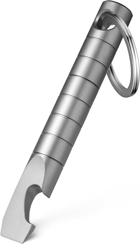 TISUR Keychain Pry Bar, Titanium Mini EDC Prybar Multitool with Bottle Opener, Pocket Small Keychain Tools for Every Day Carry(Gray-Mini)