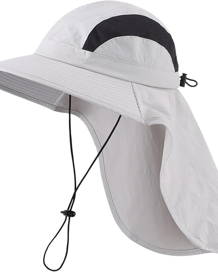 Home Prefer UPF 50+ Sun Hats for Men Women Wide Brim Fishing Hat with Neck Flap UV Protection Sunblock Safari Bucket Hat