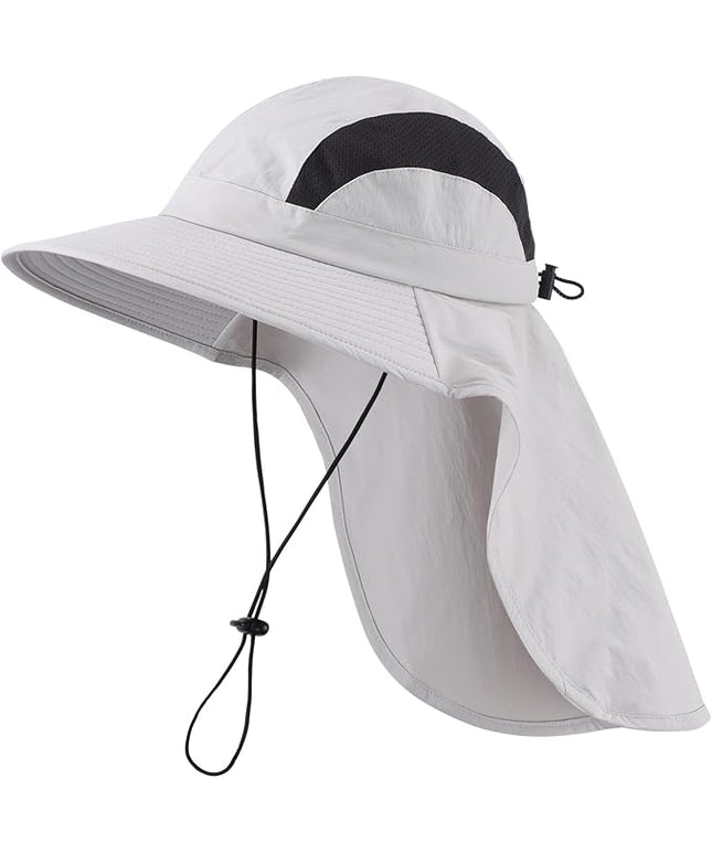 Home Prefer UPF 50+ Sun Hats for Men Women Wide Brim Fishing Hat with Neck Flap UV Protection Sunblock Safari Bucket Hat
