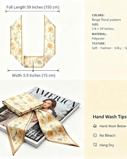 Womens Silk Scarf - Large Size 59 Inch Head Hair Neck Scarves Purse Bag Scarfs For Handbags Satin Fashion
