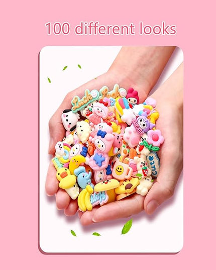 100pcs Non-Repeating 3D Stickers, Cute Decorations, Resin Charms,Flatback Charms,DIY Materials,Laptop and Phone case Decorations