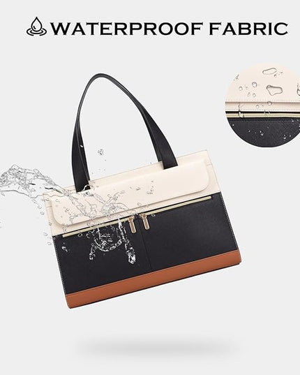 Laptop Bag for Women 15.6 Inch, Professional Tote Briefcase Purse, Eco-friendly Leather Teacher Bag Work Bag for Business