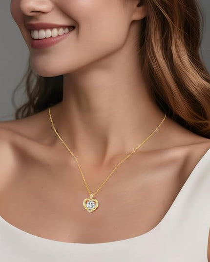 OOBEE Moissanite Heart Necklace for Women 925 Sterling Silver Fine Jewelry, Ideal Birthday Anniversary Christmas Gift for Women Wife Mom Girlfriend