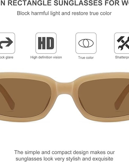 JASPIN Rectangle Sunglasses for Women Men Trendy Y2k Retro 90s Sun Glasses UV Protection Cool Square Frame