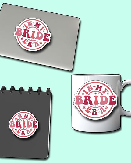 (3Pcs) in My Bride Era Sticker, Bride Decorate Books Laptop Phone, Water Bottles Kindles Stickers, Tumbler Sticker Waterproof Vinyl Decorate Sticker 3" Inch