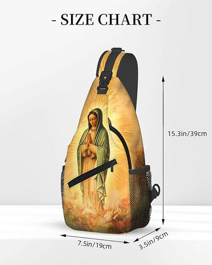 Our Lady of Guadalupe Sling Bag Crossbody Bags Clovers Chest Bag for Travel Hiking for Men Women Virgin Marys 1