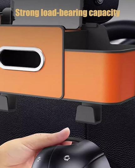 3-in-1 Car Backseat Organizer–Keep Your Ride Clean Organized, Car Organizers and Storage Box Behind Seat, Multifunctional Hanging Cars Organizer and Storage Box with Cup Holder & Tissue Boxs (Orange)