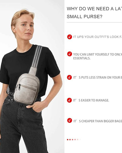 Sling Bag For Women Faux Leather Small Casual Daypack Backpack Fanny Pack Crossbody Chest Bags Purse