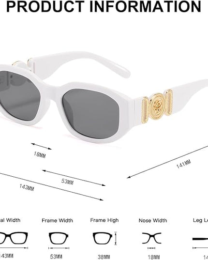 BUTABY Rectangle Sunglasses for Women Retro Driving Glasses 90’s Vintage Fashion Irregular Frame UV400 Protection