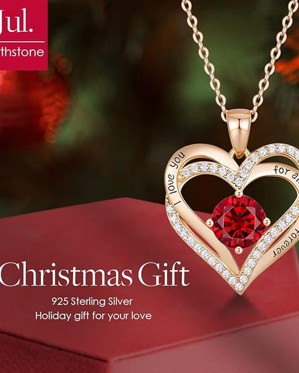 CDE Forever Love Heart Necklaces for Women, Wedding Anniversary, Birthday Mothers Day Christmas Day Gifts for Mom, Mother, Wife, friend, S925 Silver Jewelry with Birthstone Pendant