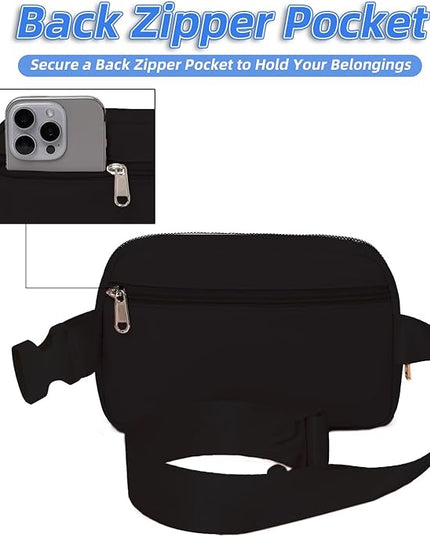 Belt Bag for Women, Cross Body Fanny Pack Fashion Waist Packs Everywhere Belt Bag with Adjustable Strap Gifts for Teen Girls Women Men (Black)