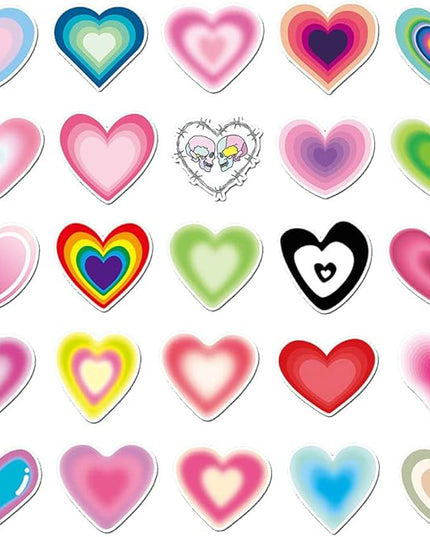Aesthetic Heart Vinyl Stickers, 50 PCS Waterproof Love Decals for Laptops, Scrapbooking, Notebooks, Water Bottles, Suitcases, Phones & DIY Decor