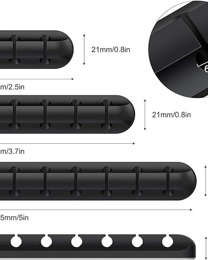 SOULWIT Cable Holder Clips, 3-Pack Cable Management Cord Organizer Clips Silicone Self Adhesive for Desktop USB Charging Cable Nightstand Power Cord Mouse Cable Wire PC Office Home