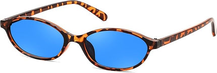 FEISEDY Retro Oval Cat Eye Sunglasses for Women 90s Narrow Lightweight Shades Y2k Trendy Sunnies B0257