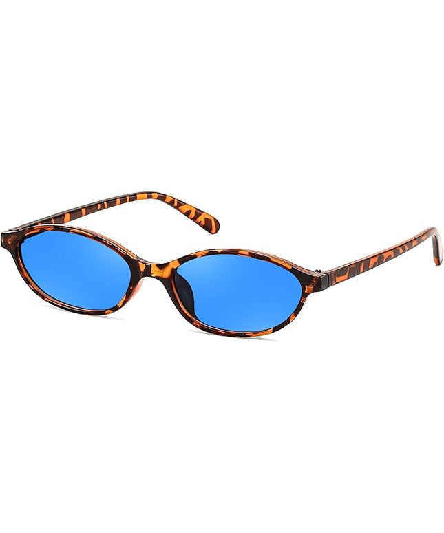 FEISEDY Retro Oval Cat Eye Sunglasses for Women 90s Narrow Lightweight Shades Y2k Trendy Sunnies B0257