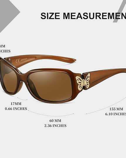 HAOLOTA Women's Polarized Sunglasses - Fashionable Wraparound Butterfly Design with UV400 Protection