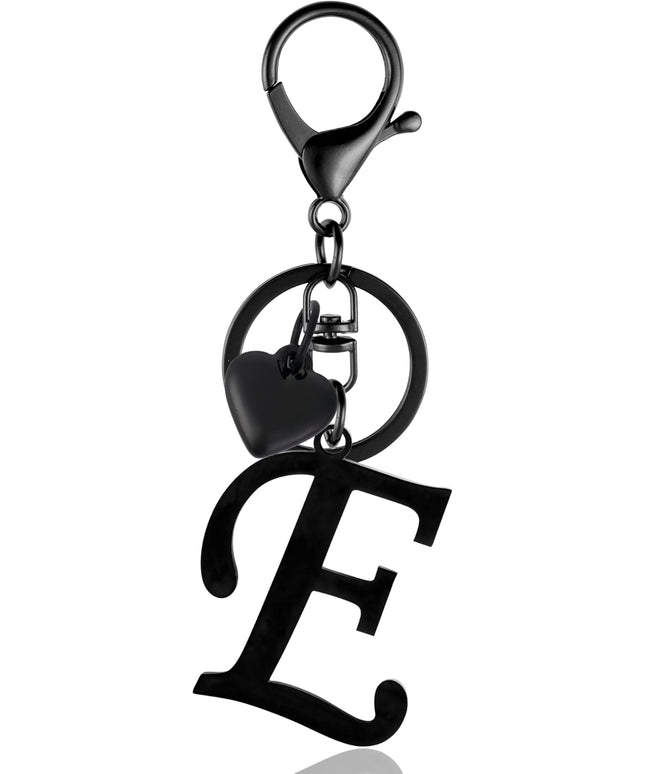 A-Z Heart Initial Letter Keychain, Stainless Steel Alphabet Charm for Handbags, Gift for Women and Girls