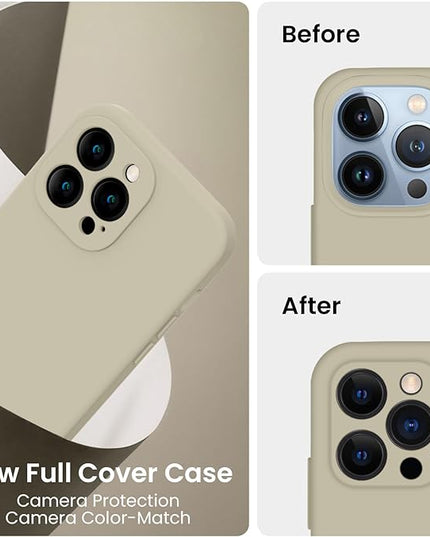 FireNova Designed for iPhone 13 Pro Case, Silicone Upgraded [Camera Protection] Phone Case with [2 Screen Protectors], Soft Anti-Scratch Microfiber Lining Inside, 6.1 inch, Khaki