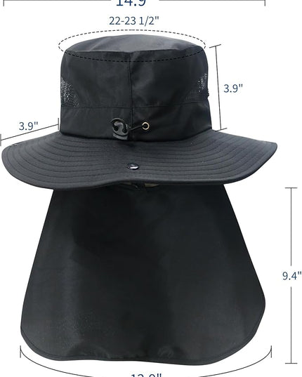 NPJY Sun Fishing Hats with Neck Flap for Men Women UV Sun Protection Bucket Hat