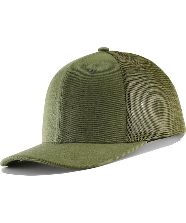 Mesh Snapback Hat (M/L/XL/XXL) - Blank Structured Men's Trucker Hats-Baseball Caps - Adjustable Ball Cap