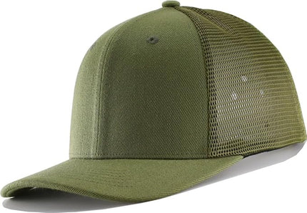 Mesh Snapback Hat (M/L/XL/XXL) - Blank Structured Men's Trucker Hats-Baseball Caps - Adjustable Ball Cap