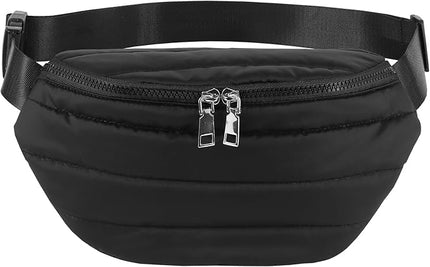 Fanny Packs for Women Fashion Waist Packs Quilted Puffer Belt Bag Puffy Crossbody Bags Sling Purse for Women Travel Running
