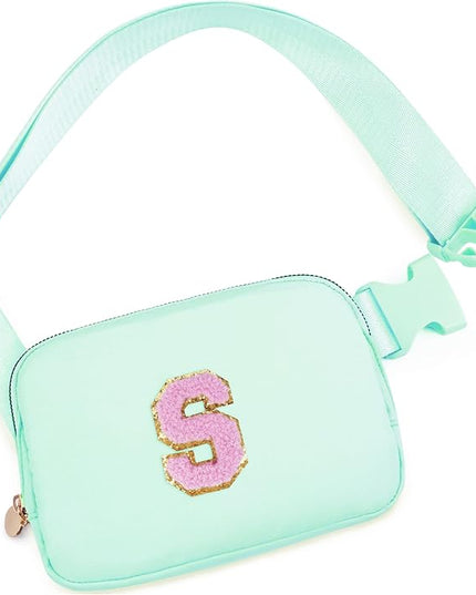 Uygafly Belt Bag Fanny Pack Crossbody Bags with Initials Letter Patch Cute Stuff Birthday Gifts for Teenager Girls Trendy Stuff for Teens | Light Green,S