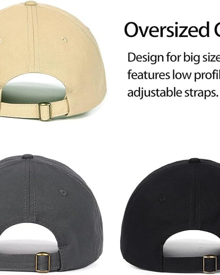 Zylioo XL XXL Oversize Baseball Cap, 100% Cotton Adjustable Dad Hat for Big Heads 23.5"-25.5", Soft Crown Large Size Cap