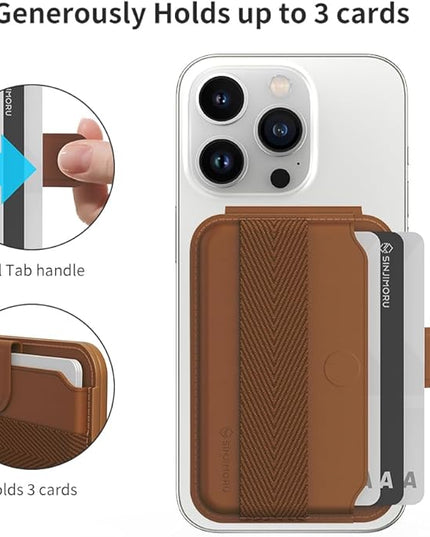 Sinjimoru Pull & Eject Magnetic Wallet for iPhone, 3-Card Holder with Adjustable Stand, Compatible with MagSafe, Lavender