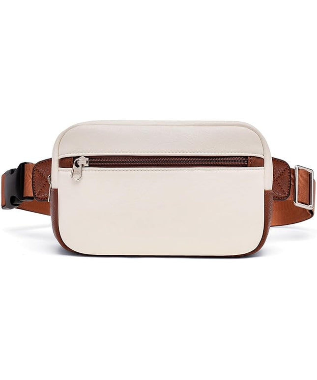 GOINSOUND Fanny Packs Belt Bag For Women Men Everywhere Small Fashion Crossbody Bags Waist Pack Vegan Leather Waterproof Cute Sling Chest Bag For Women - Beige