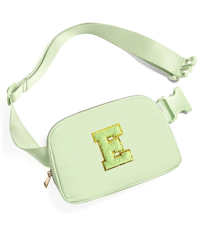 Gitus Gifts for 8 9 10 11 12 Year Old Girls Belt Bag Fanny Pack Crossbody Bags with Initial Letter Patch Cute Stuff Birthday Gifts for Teen Girls Women Personalized Trend Stuff (Light Green-E)