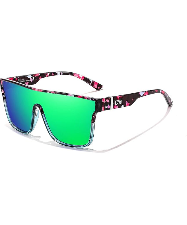 FEISEDY Sunglasses for Women Men, Fashion Mirrored Single Lens, Driving Beach Sunnies UV400 Shades B2996