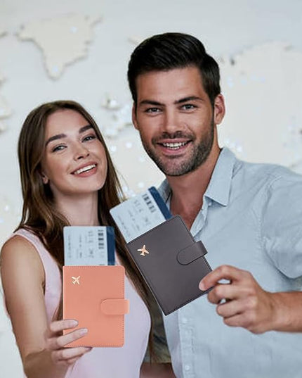 Deziliao Unisex Faux Leather Passport and Vaccine Card Holder, Black, Slim, Waterproof, Lightweight, RFID Blocking