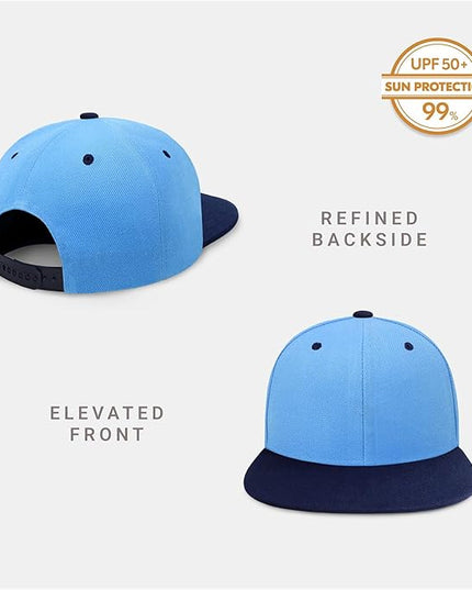 CHOK.LIDS Flat Bill Visor Classic Snapback Hat Blank Adjustable Brim High Top End Trendy Color Style Plain Tone Baseball Cap