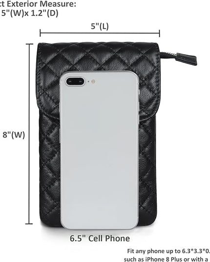 befen Genuine Leather Small Crossbody Bags for Women Cell Phone Bag Cross Body Purses,Silver Zipper